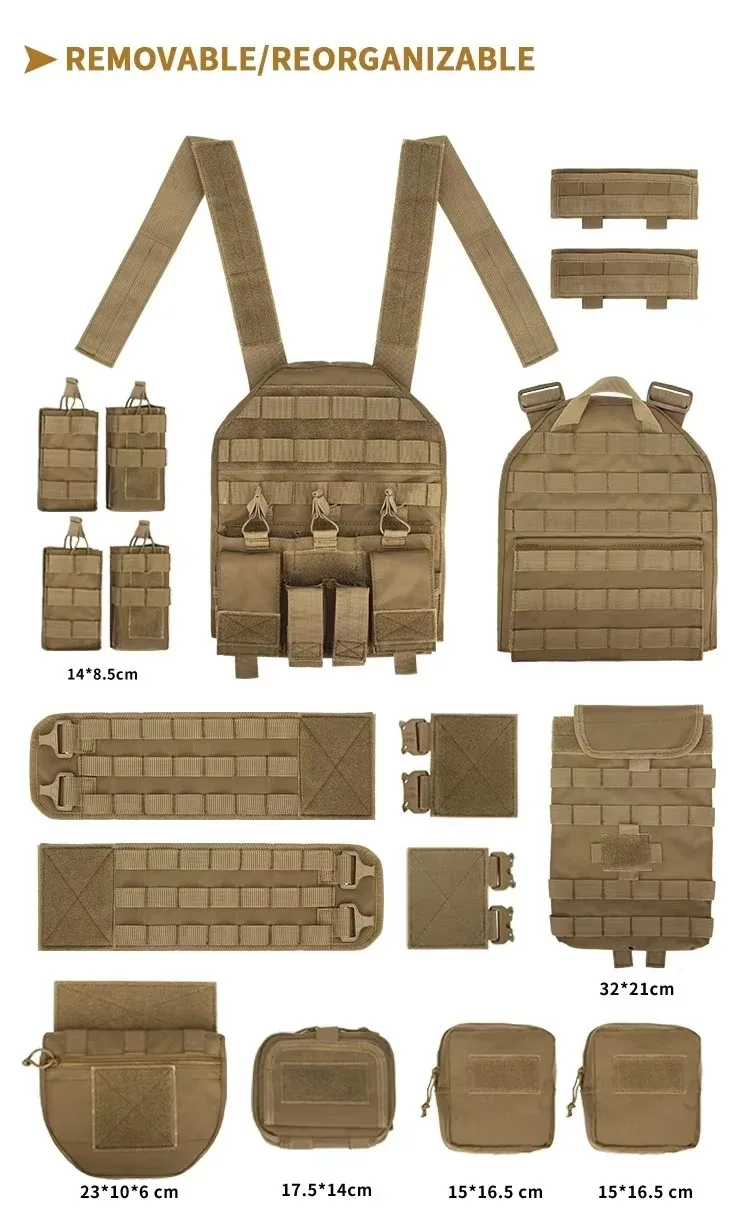 Yakeda 1000D Nylon Molle chaleco táctico al aire libre CS equipo multifuncional Modular Colete Tactico chaleco de combate de entrenamiento - imagen 5