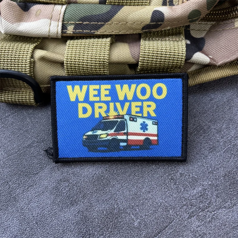Parche impreso "WEE WOO DRIVER" para ropa, insignia de moral táctica, parche militar con gancho, pegatinas para mochila - imagen 5