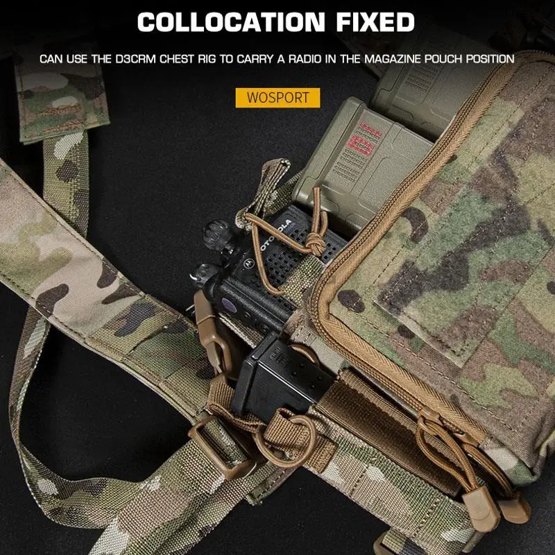 Sujetador táctico de Radio, hebilla de fijación de bolsa de revista para colgar el pecho táctico con especificaciones D3CRM, cuerda elástica ajustable - imagen 2