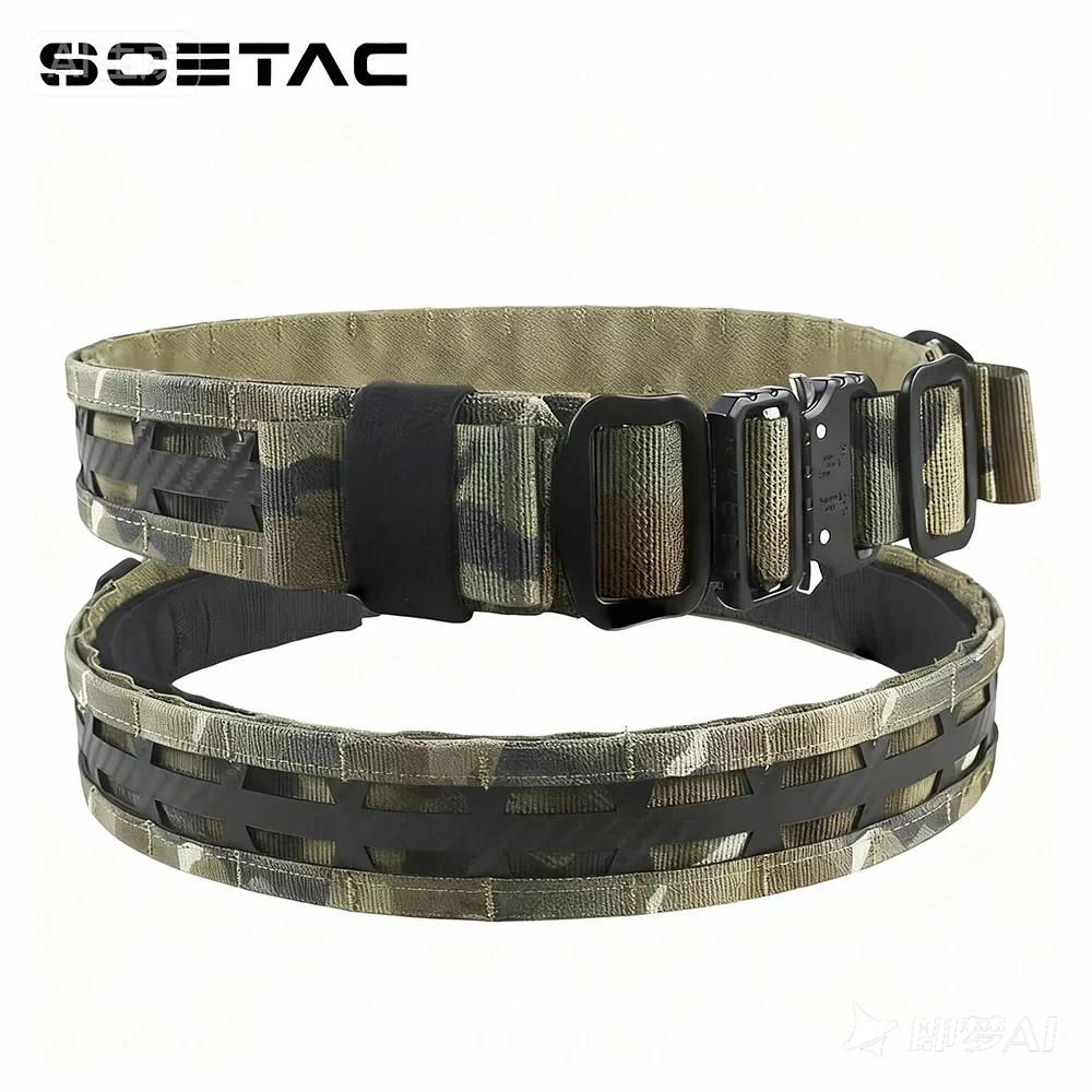 Cinturón de combate táctico MOLLE, cinturón interior exterior de dos capas QD, hebilla de Metal de alta resistencia, equipo Airsoft de caza de patrulla resistente