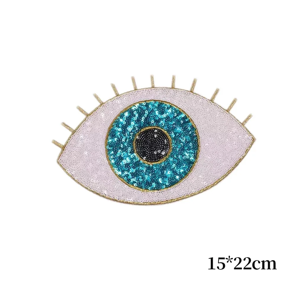 Parche de corazón de ojo de lentejuelas, mal de ojo, parches cosidos para planchar, accesorios de ropa, apliques de labios, pegatina bordada para ropa - imagen 4