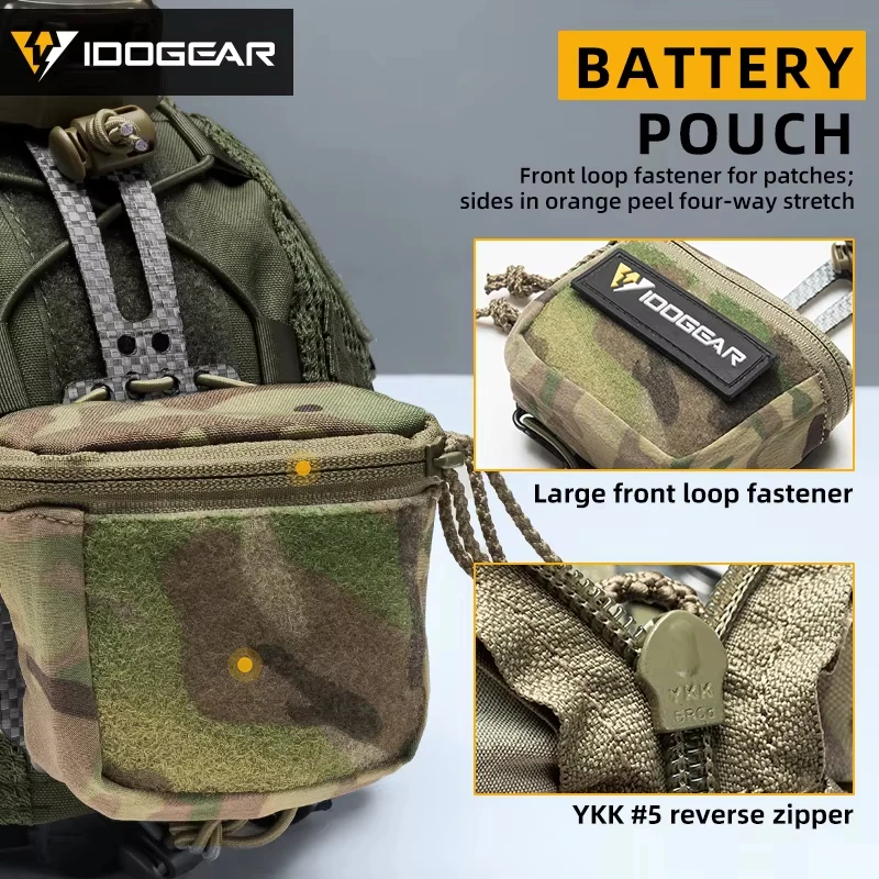 Bolsa táctica para batería de casco Ferro, soporte para batería NVG, bolsa de almacenamiento, sistema de retención de bolsa de contrapeso para casco ajustable en forma de T - imagen 4