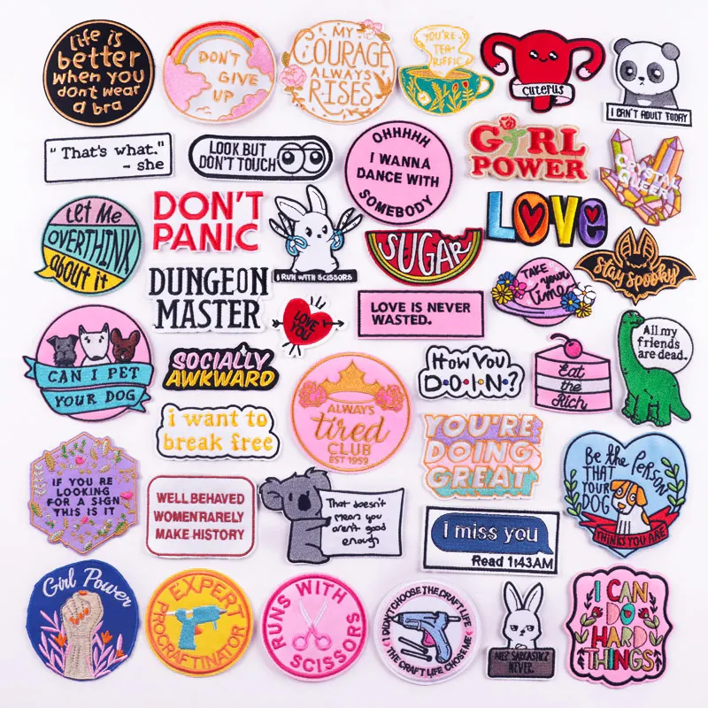 Parches bordados con letras de estilo de dibujos animados para ropa, parches termoadhesivos con letras de animales, pegatinas para ropa - imagen 2