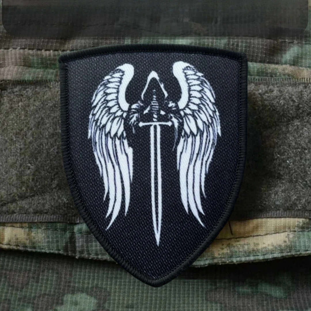 Parche táctico de moral de Ángel puniente, brazalete del ejército militar, parches de gancho y bucle impresos para ropa, pegatina para mochila - imagen 4