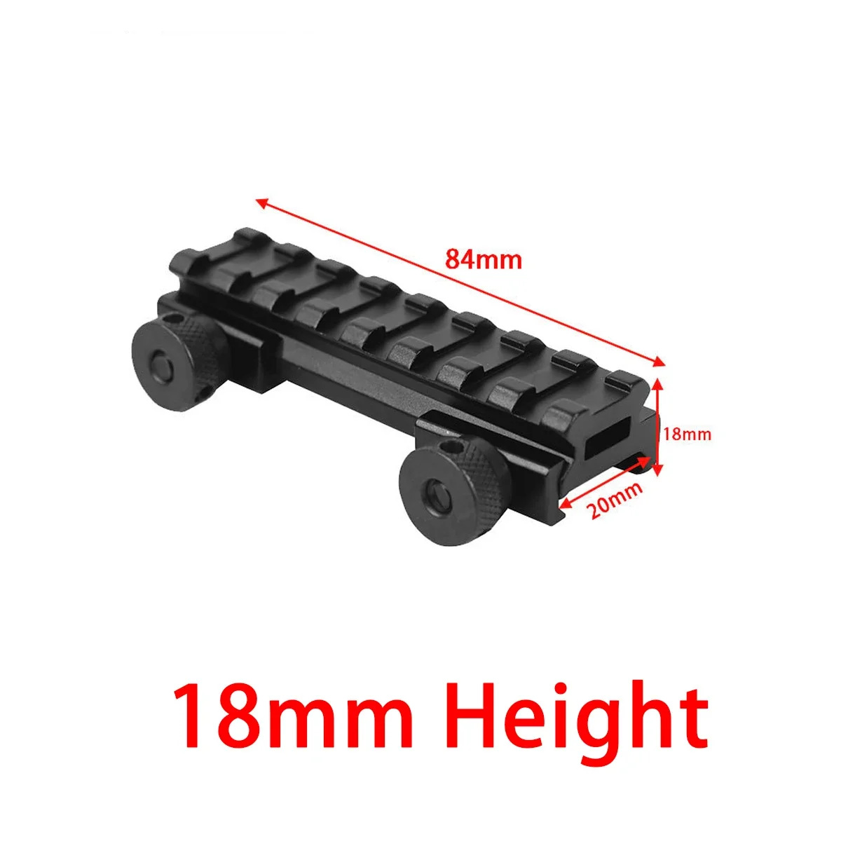 85mm de longitud, 18mm de altura, riel de 20mm a 20mm, 8 ranuras, adaptador de montaje elevador Picatinny alto, soporte de unidad para alcance, riel de mira de punto rojo - imagen 2