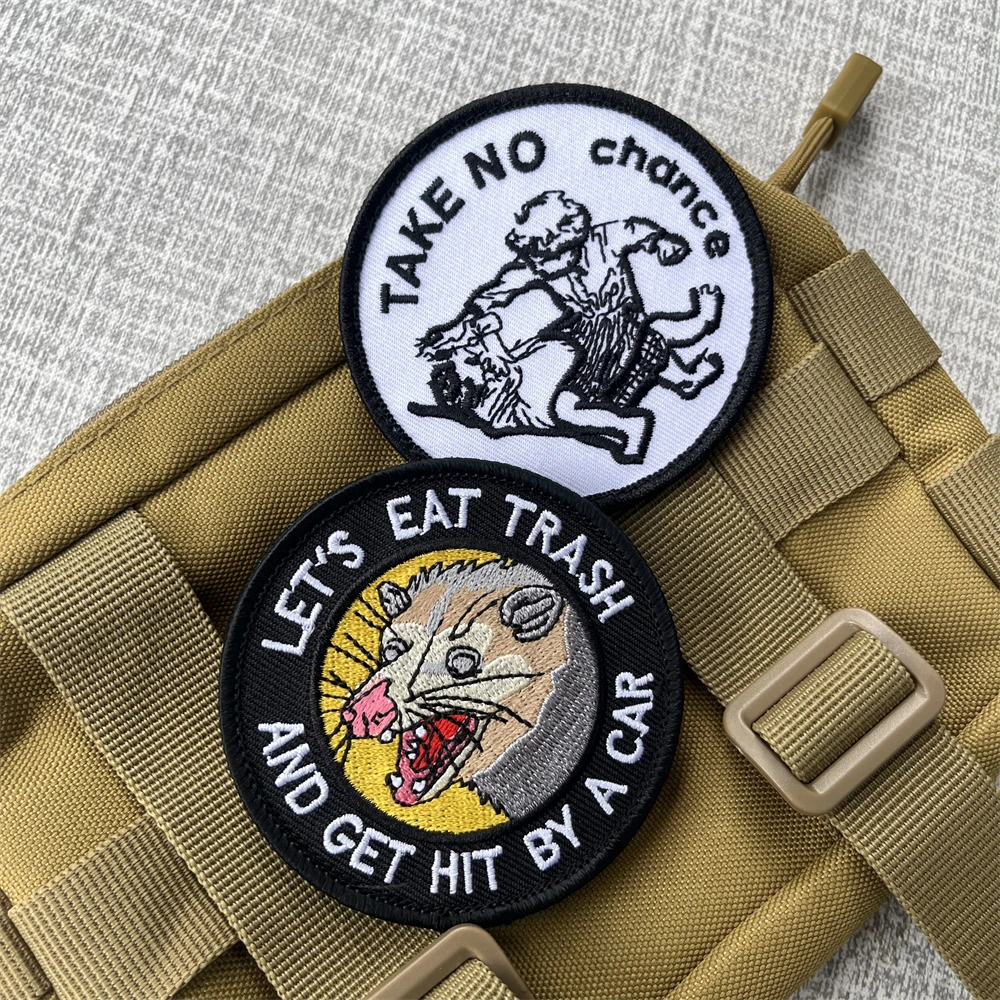 Parches de insignia de moral de sándwich de cara sonriente Circular, brazalete bordado, mochila táctica, pegatina de gancho y bucle - imagen 4