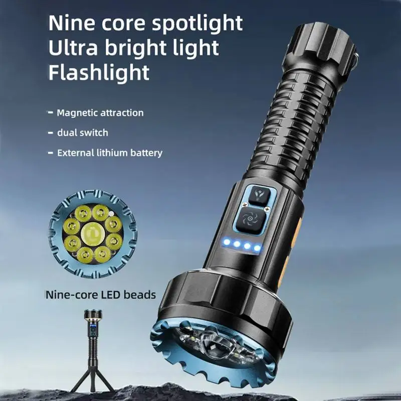 30W 1 + 8LED linterna de haz de luz USB recargable al aire libre COB Camping senderismo caza pesca escalada aventura antorcha de alta potencia - imagen 2