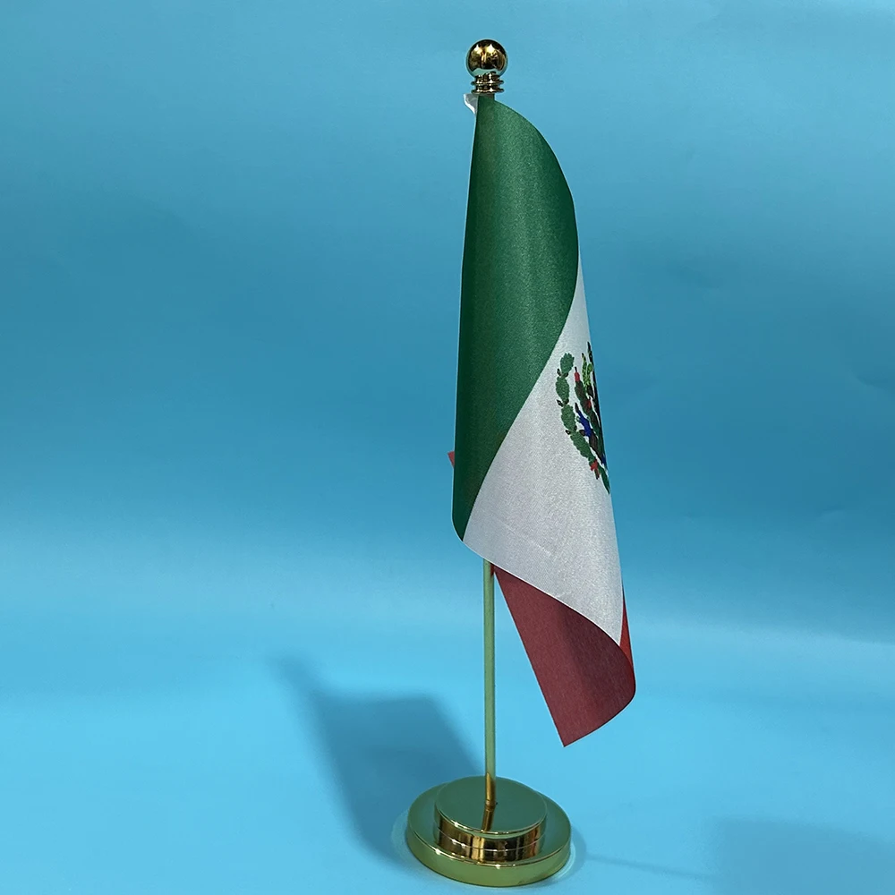BANDERA DE SKY Bandera de escritorio de oficina Bandera de México 14x21 cm bandera de poliéster de México Bandera nacional Banner de país Adornos de escritorio Banderas - imagen 3