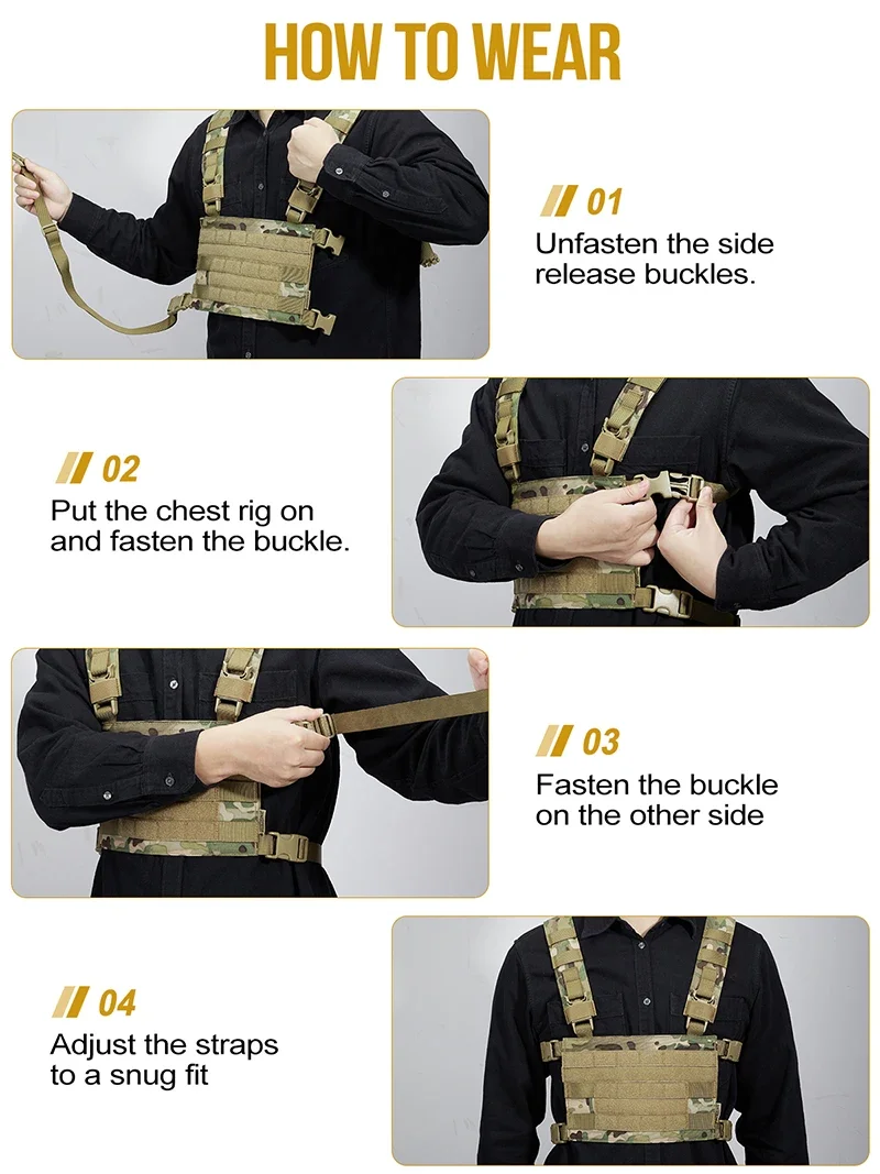 ONETIGRIS táctico MOLLE pecho Rig ROC chaleco arnés, plataforma de panel de pecho Modular para Airsoft, militar, caza, equipo al aire libre - imagen 3