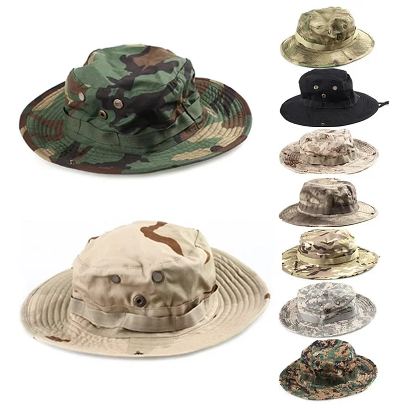Sombrero de cubo para exteriores, sombrero Boonie de camuflaje, sombrero de pescador grueso, Airsoft, caza, senderismo, escalada, Camping - imagen 3