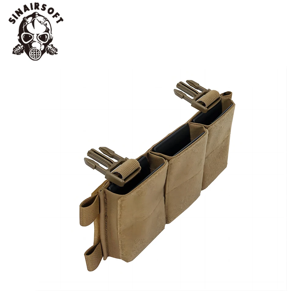 Bolsa táctica para revistas 5,56, bolsa para revistas de doble uso, bolsa Triple para revistas, chaleco de caza, Panel frontal, bolsa Mag con gancho y bucle - imagen 3