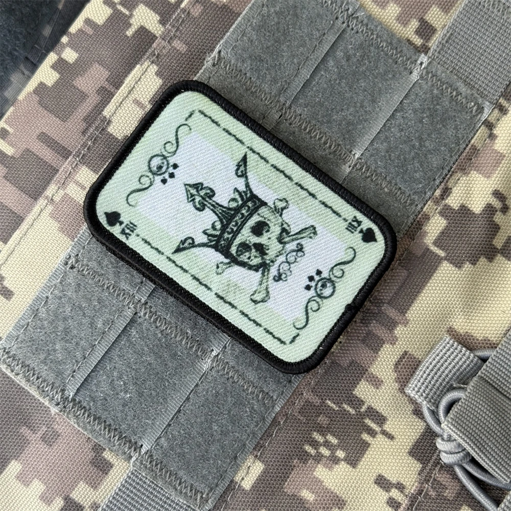Parche táctico de moral "Ace of Spades Card", pegatinas decorativas para mochila militar, parches de gancho y bucle impresos para ropa - imagen 3
