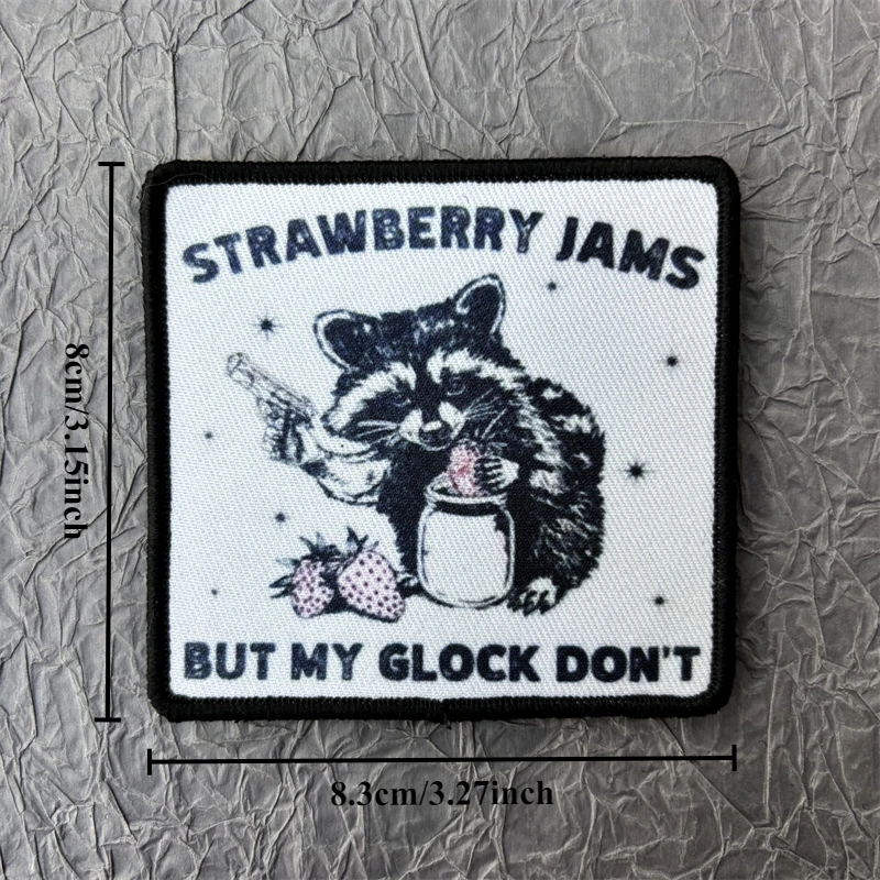 STRAWBERRY JAMS BUT MY GLOCK NO parche insignia de moral táctica brazalete impreso gancho bucle parches ropa mochila pegatina - imagen 3