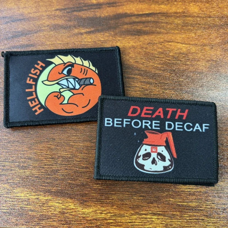 Parche táctico de calavera de muerte antes de desaf, estampado de velcro, bandera militar de lucha, Hellfish, moral, insignia, pegatinas para mochila