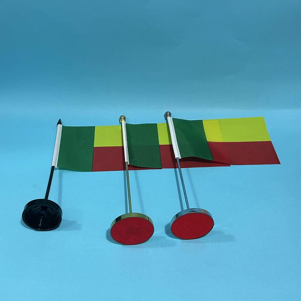 BANDERA DE SKY Bandera de escritorio de oficina Bandera de Benín 14x21 cm Bandera de Benín de poliéster Bandera Nacional Bandera de país Adornos de escritorio Banderas - imagen 3