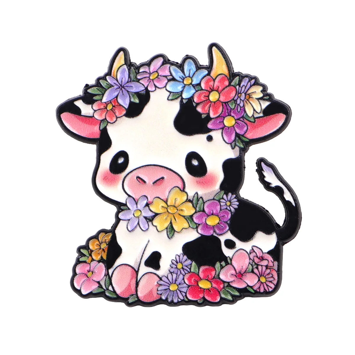 Pin esmaltado táctico vaca para mujer, broche floral solapa - imagen 3