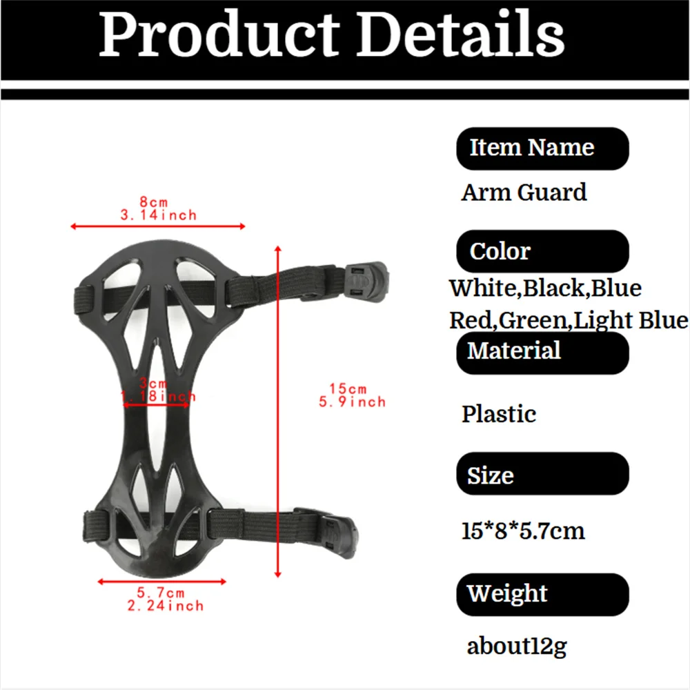 ‌ Protector de brazo de tiro con arco de plástico Protector de antebrazo ajustable transpirable para arco recurvo entrenamiento caza para adultos jóvenes principiantes - imagen 3