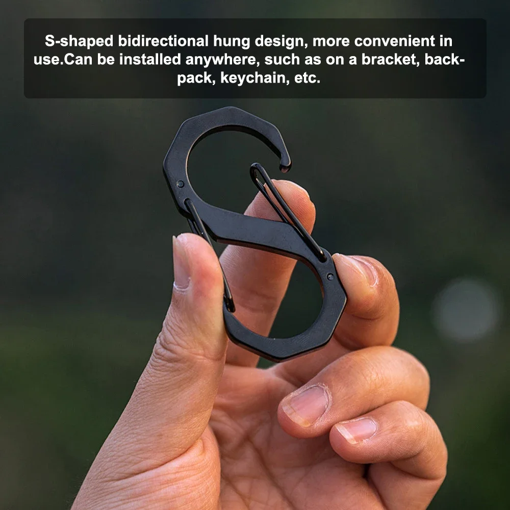 Mosquetón en forma de S, mosquetón de Metal de acero inoxidable con doble gancho, llavero, Clips de resorte pequeños para acampar, pescar y viajar - imagen 2