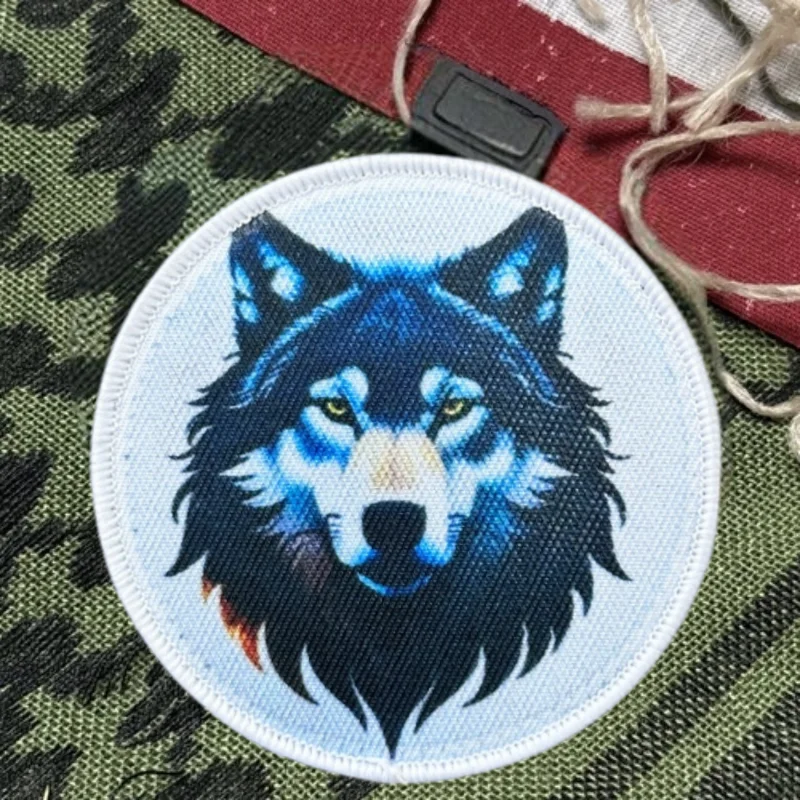 Parche con estampado de cabeza de lobo, chaleco táctico, sombreros con gancho y bucle, insignia de moral, mochila, pegatinas decorativas, parches para brazalete para ropa - imagen 5