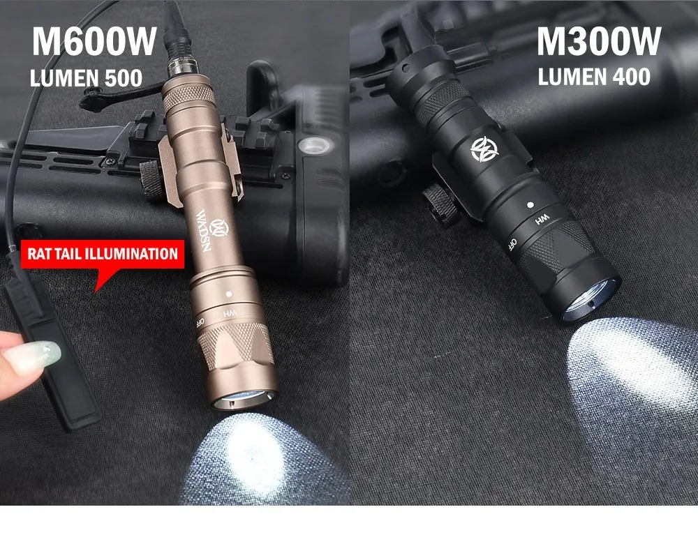 Luz de Metal Wadsn M600W, arma táctica M300W, linterna estroboscópica, linterna LED, Rifle de caza, linterna de 20mm, riel Picatinny - imagen 4