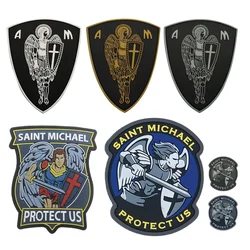 Parche de velcro de Ángel de Saint Michael, insignia de brazalete militar de PVC, emblema táctico moderno, pegatina para mochila, protege la moral de los EE. UU.