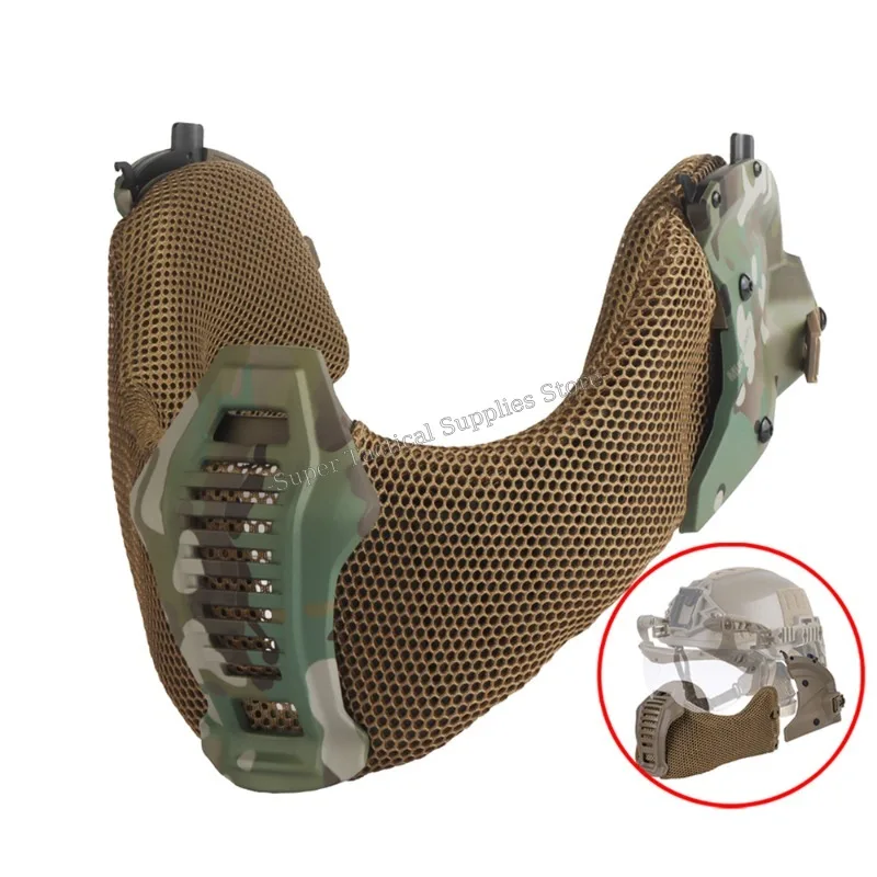 Protector bucal para casco táctico, equipo Airsoft, máscara de malla mandíbula, protección de media cara para caza al aire libre, accesorios para casco Wendy 3,0