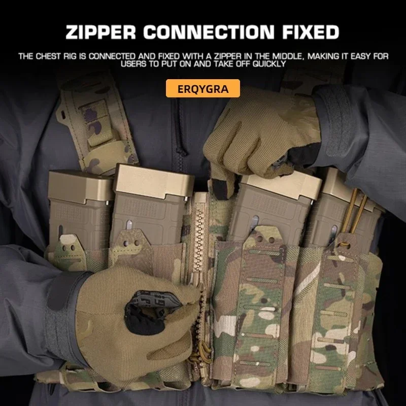 ERQYGRA-Chaleco táctico para el pecho, protección ligera para caza, equipo CS para exteriores, sistema Molle, accesorios de Paintball - imagen 3