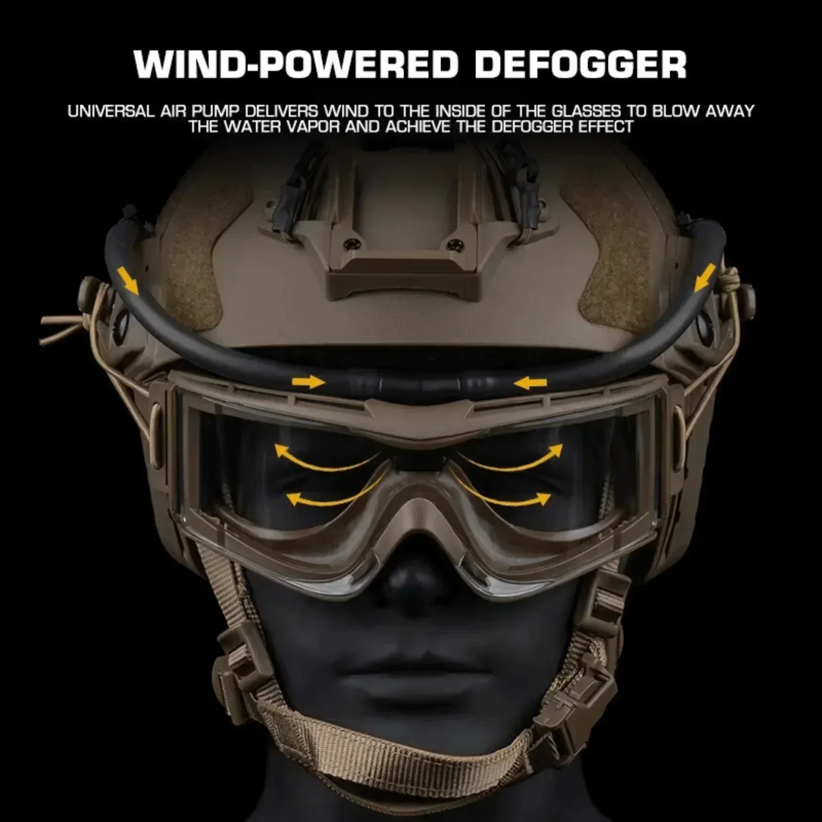 Gafas Airsoft inalámbricas, desempañador, ventilador, bomba antiniebla en casco táctico o tapas para gafas de seguridad con sello de goma - imagen 3