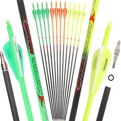 ‌ Flecha de carbono puro de 32 pulgadas ID6.2mm columna vertebral 300 350 400 500 600 para tiro con arco profesional flecha entrenamiento objetivo de caza, 6/12 Uds ‌