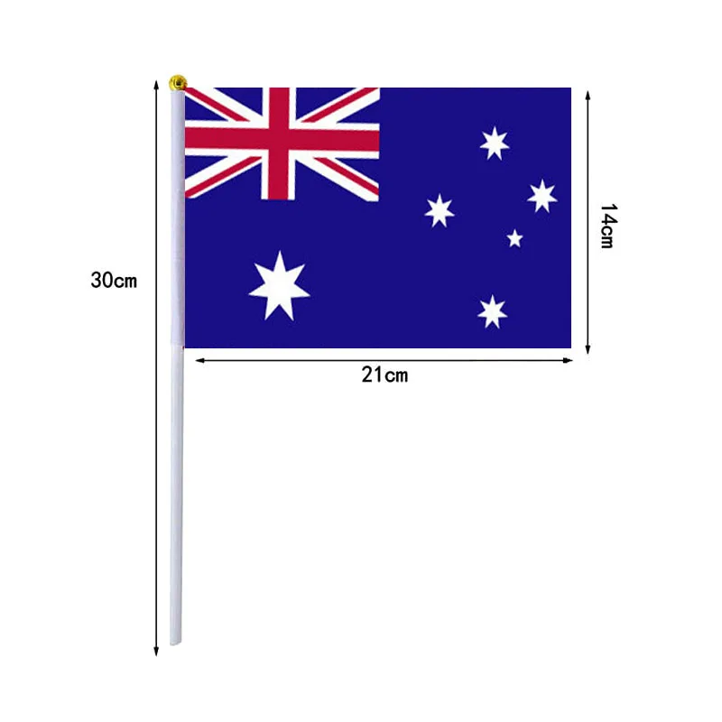 10 unids/lote banderas onduladas a mano de Australia 14x21cm bandera de Australia al por mayor