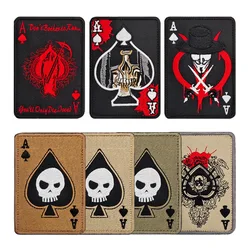 Parches bordados de Death Card Poker Ace of Spades, parche táctico para bolsa de ropa, parches militares Punk, insignia