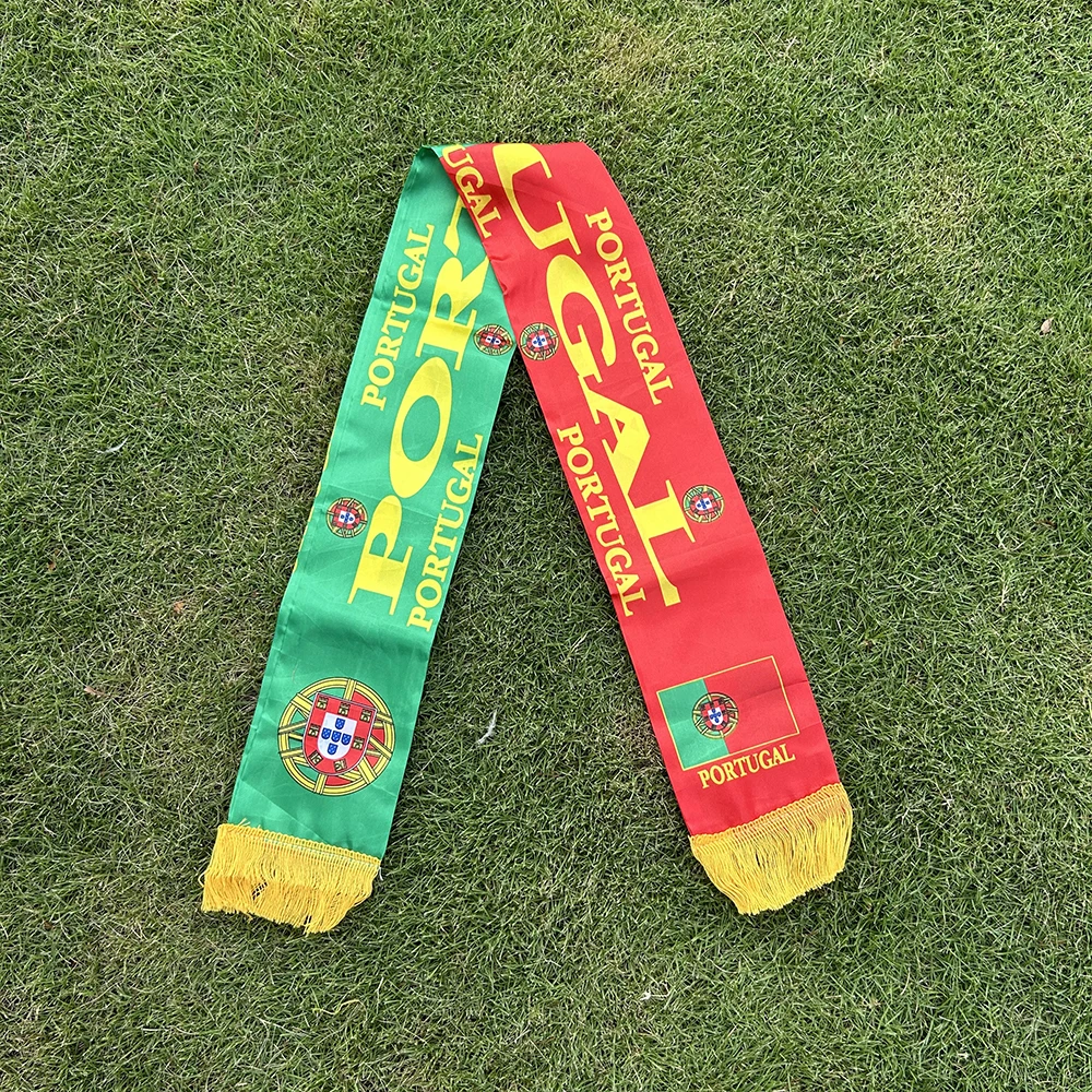 SKY FLAG Portugal bufanda 14x130cm doble cara impresión satén fútbol aficionados Portugal bufanda banderas banner - imagen 2