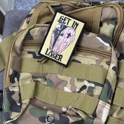 Parche táctico con estampado "GET IN LOSER" para ropa, insignia de moral militar, parches con gancho, brazalete para mochila