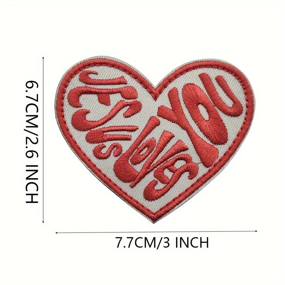 parches velcro mochila tácticos de bordados Jesús te ama parche bordado en forma de corazón con gancho y bucle de Velcros-Apliques para ropa, mochilas, sombreros Christian DIY - imagen 5