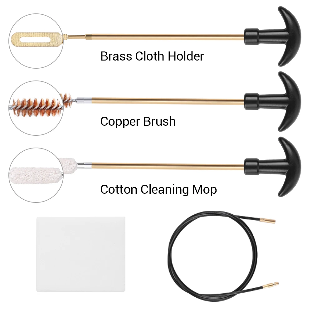 19 unids/set Kit de limpieza de pistola. 22/.27/.30/.38/.40/.45Cal 5,56mm/7,62mm/9mm cepillo de barril de pistola pistola Airsoft Rifle herramientas de limpieza - imagen 2
