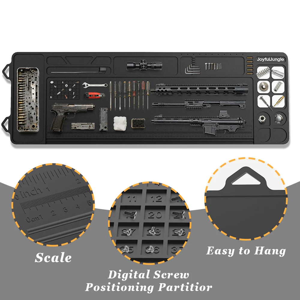 Estera de limpieza de pistola de 93x30cm, estera de limpieza de pistola de Rifle antideslizante con organizador magnético, bandeja de piezas, Kit de limpieza de pistola Universal - imagen 3