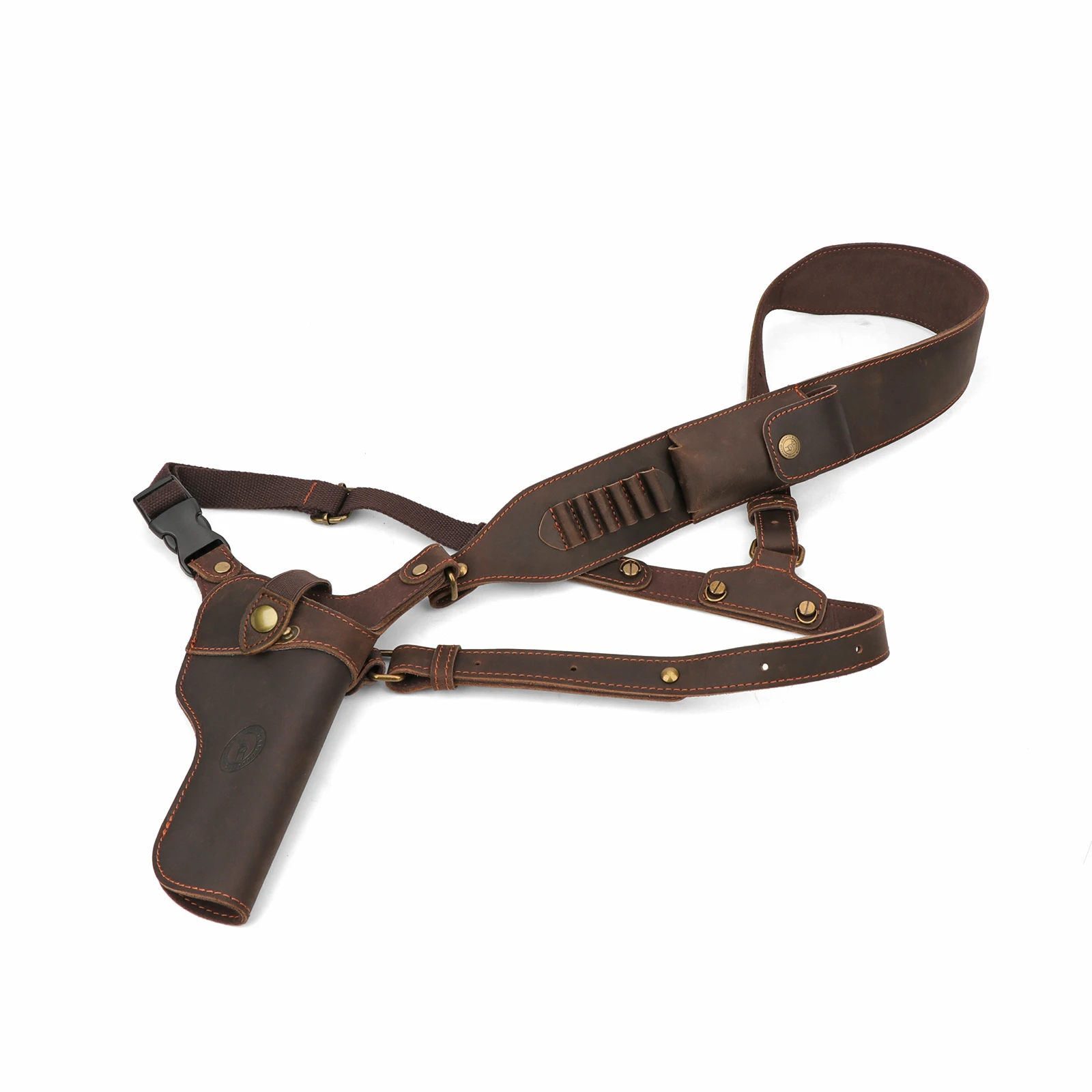 Tourbon-Funda de cuero para pistola de caza, cinturón ajustable con 5 soportes de carcasa, compatible con cartuchos de 38/9mm/357 - imagen 3