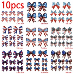 10 Uds. Venta al por mayor de parches de hierro con lazo de estrella bordado completo de dibujos animados para ropa DIY elementos de bandera americana apliques de costura de dibujos animados