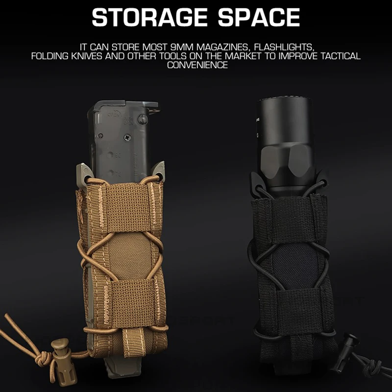Bolsa táctica para pistola de 9mm, bolsa magnética multifuncional para exteriores, herramientas de fijación MOLLE, soporte para cuchillo y linterna - imagen 2