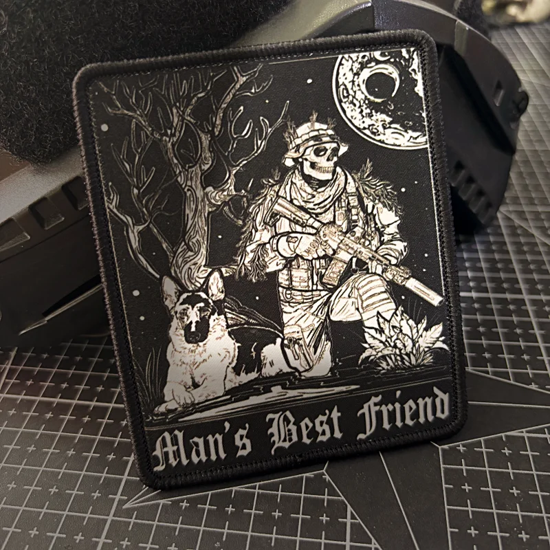 Insignia de moral de mejor amigo para hombre, parche táctico con estampado de calavera, soldado, perro, pegatina para mochila militar con gancho y bucle - imagen 2