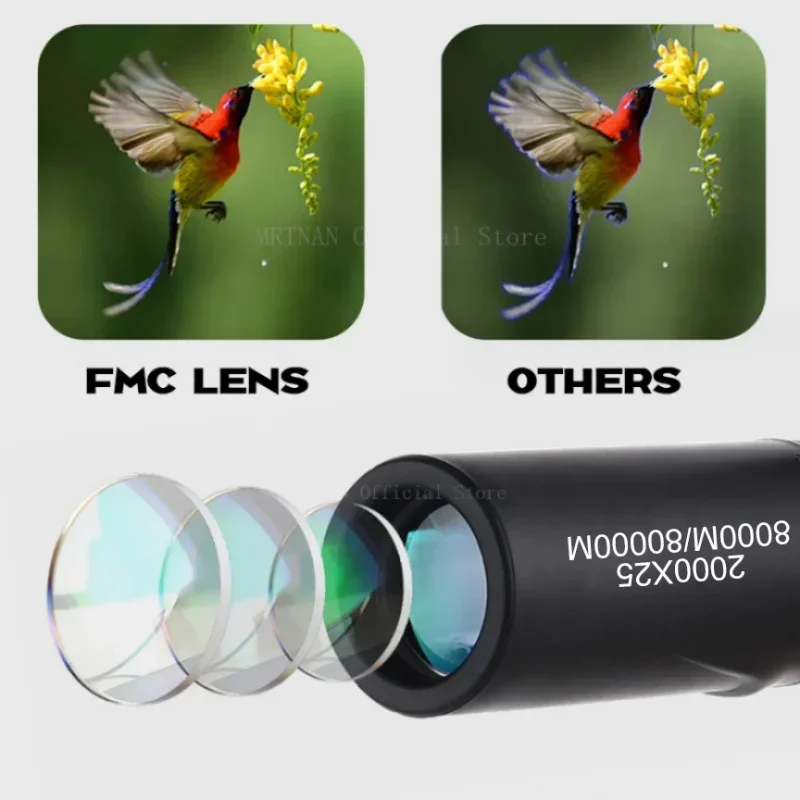 Mini telescopio de bolsillo para exteriores, telescopio profesional recubierto Fmc, 2000x25, para acampar al aire libre, caza, observación de aves - imagen 5