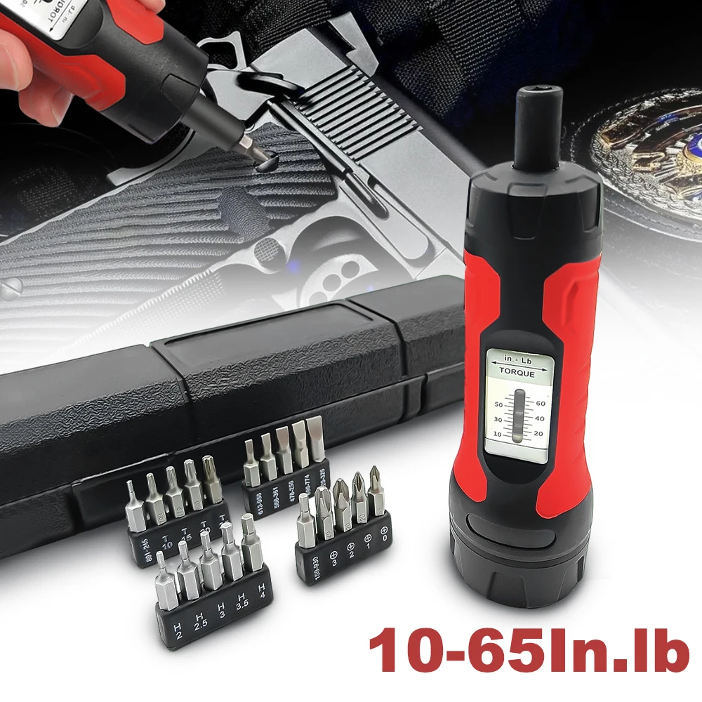 Destornillador de torsión ajustable, rango de torsión de 10-60 pulgadas/lbs, destornillador de torsión preestablecido de alta precisión, herramienta de montaje de tornillo de pistola Airsoft