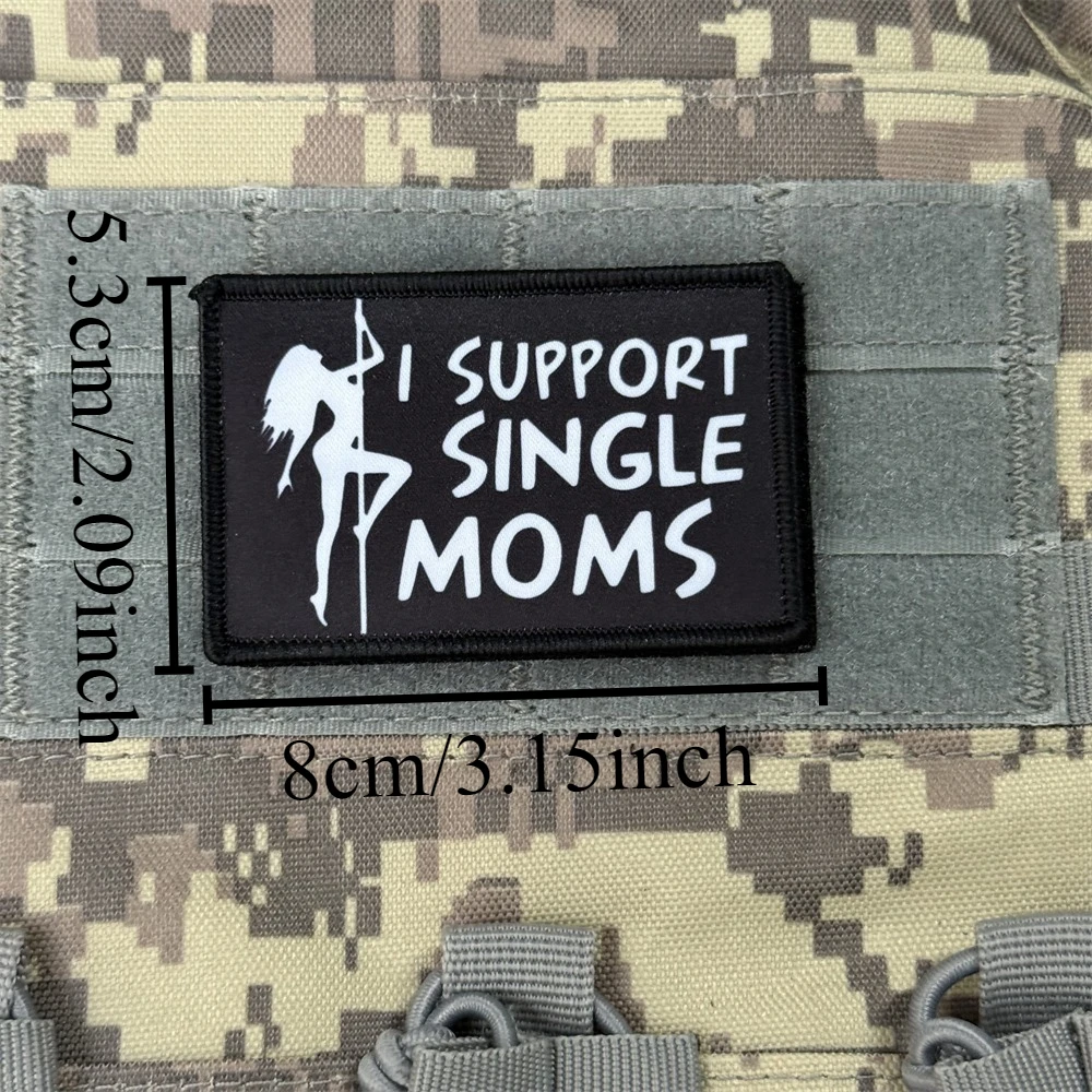 Parche táctico de apoyo para mamás solteras, bandera de EE. UU., gancho y bucle, pegatina para mochila del ejército militar, parches impresos para ropa - imagen 2