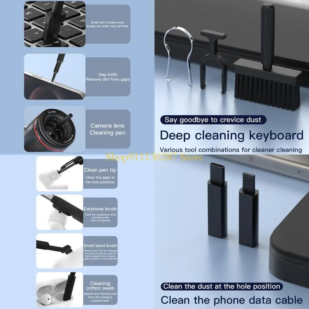 Padera pulsera teclados J1HC con herramienta limpieza profunda Soporte esponja Soporte para juegos oficina y