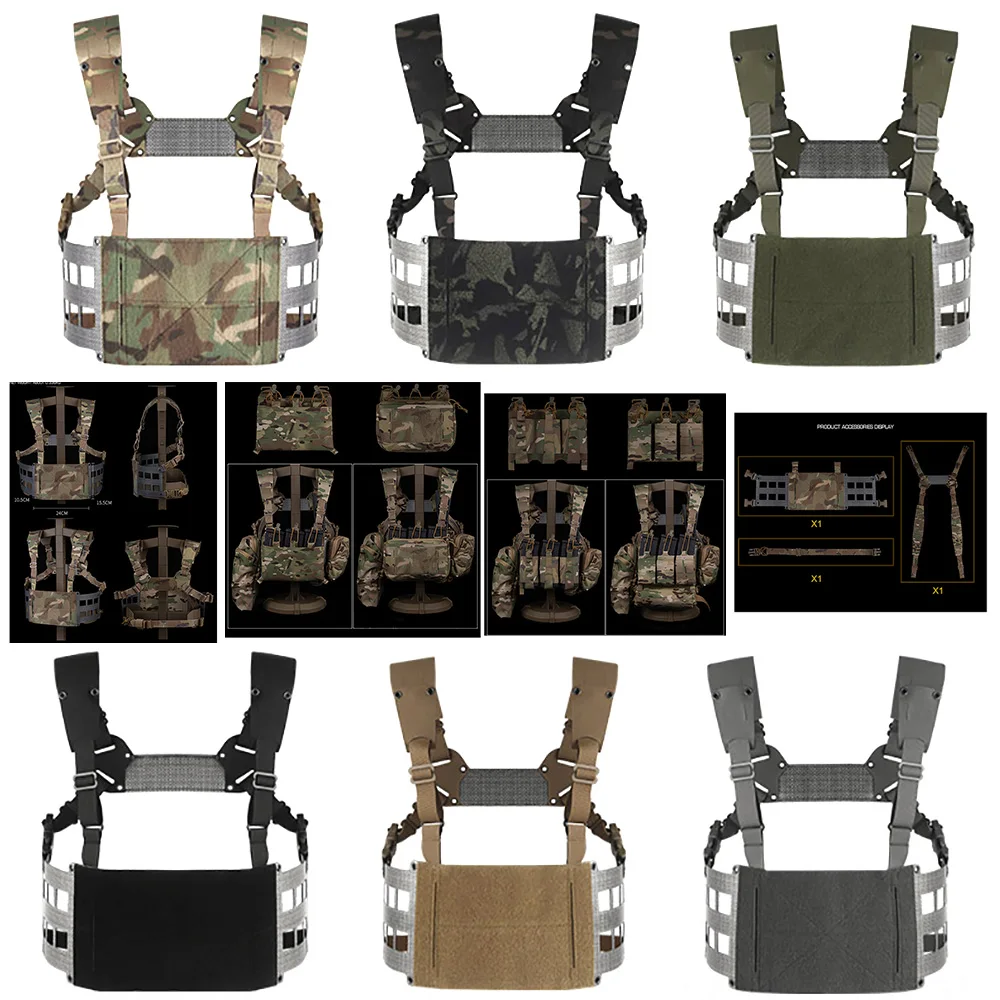 Nuevo aparejo de pecho extendido FC táctico para exteriores V2 soporte MOLLE bolsa colgante frontal ajustable chaleco de aparejo de pecho para chaleco de caza