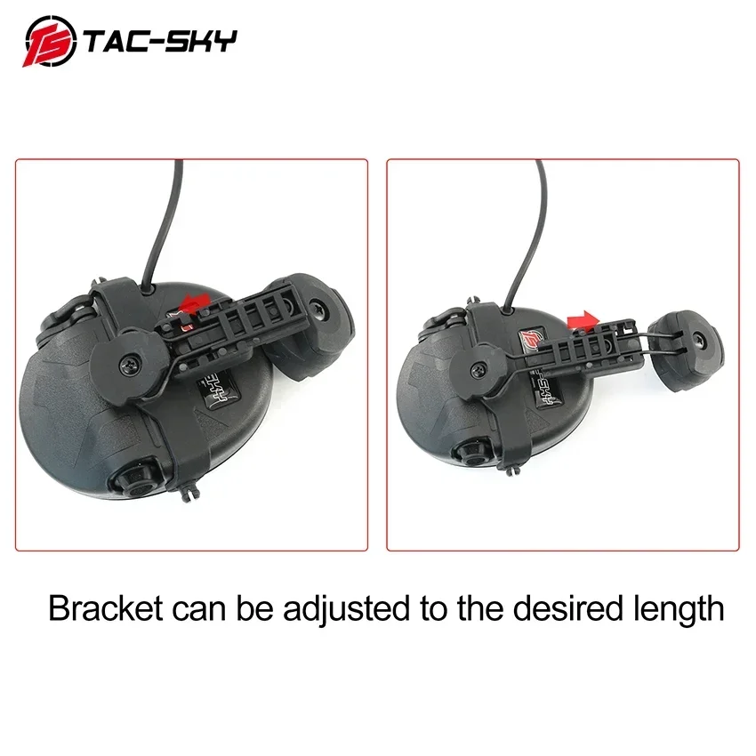 TS TAC-SKY ARC Rail Mount, orejeras de silicona, auriculares tácticos electrónicos con cancelación de ruido para exteriores + PTT U94 de 2 pines - imagen 4
