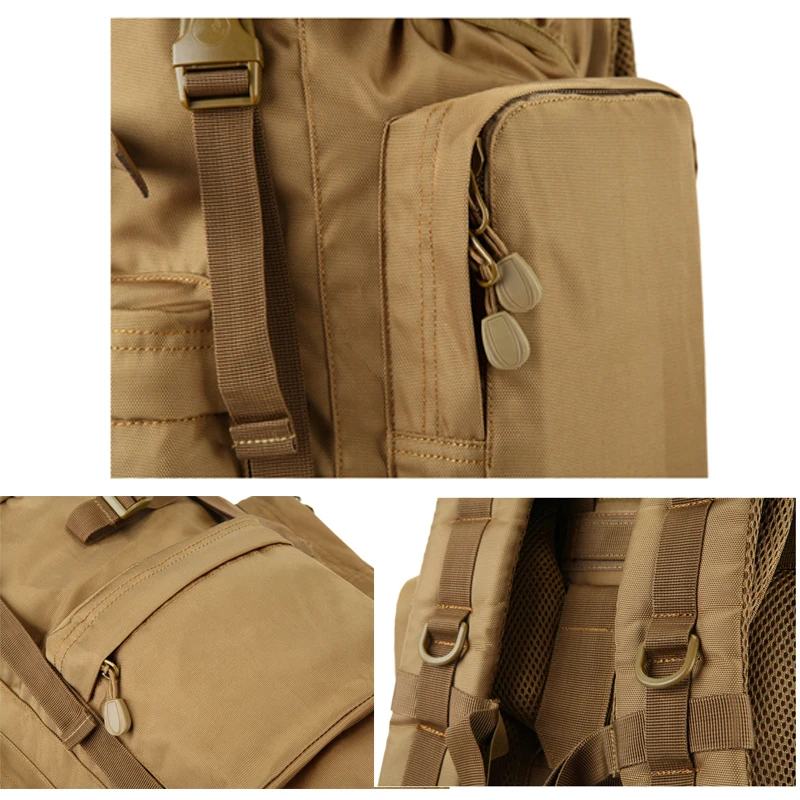 Mochila táctica de gran capacidad para hombre y mujer, bolsa de viaje de alta calidad, impermeable, para exteriores, senderismo, Camping, 70L, 900D - imagen 5