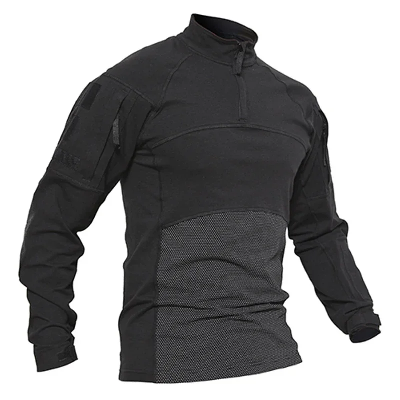 Camiseta táctica de camuflaje para hombre, camisa de manga larga de algodón, transpirable, para senderismo, Rana, entrenamiento, S-3XL - imagen 3