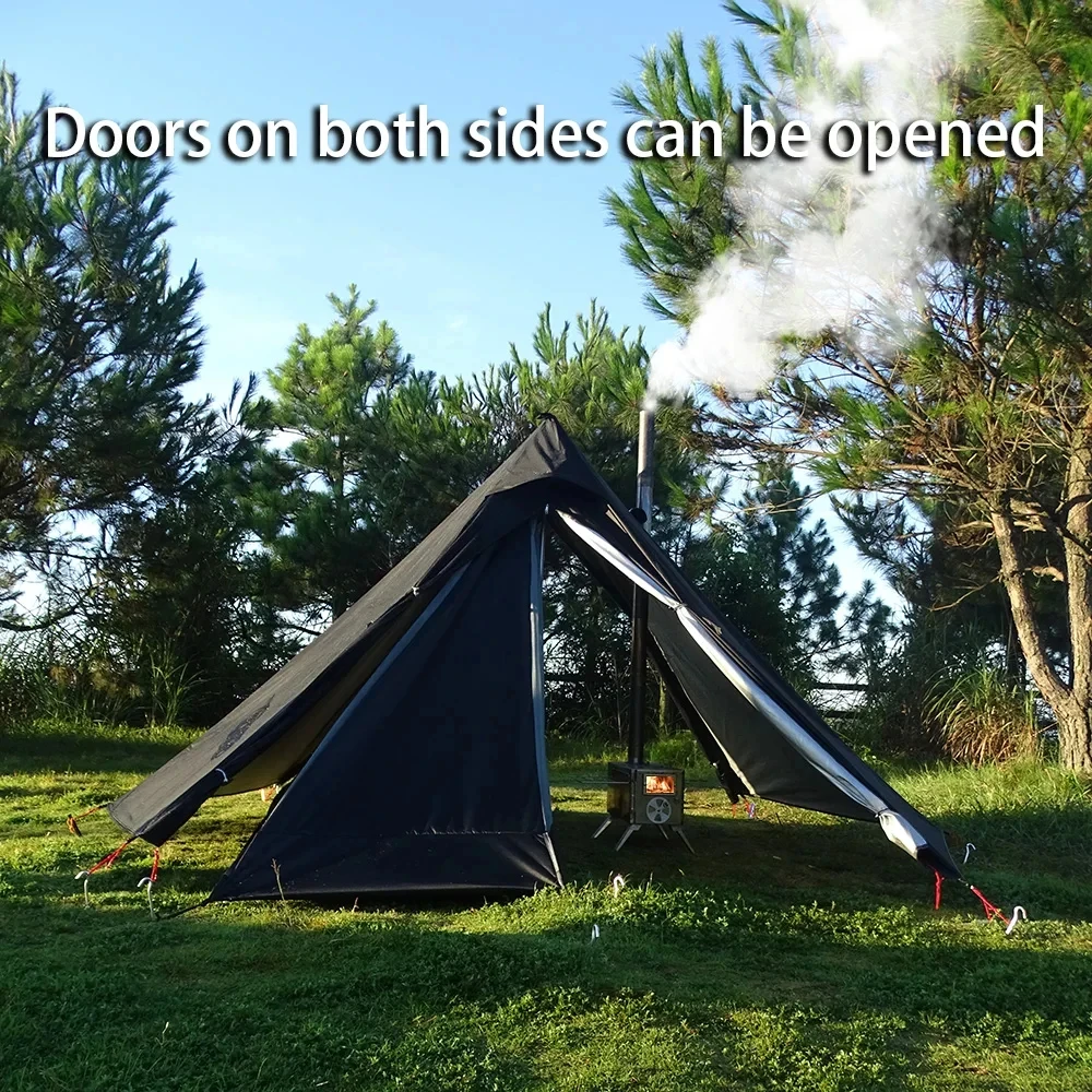 Tienda tipi ultraligera pirámide doble capa con ventana chimenea - imagen 5