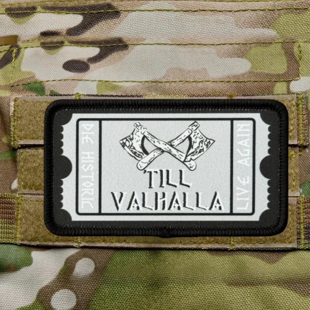 Parche con insignia de moral divertida de Ticket To Valhalla, brazalete militar táctico, gancho y bucle impreso, accesorios para mochila al aire libre, pegatinas - imagen 5